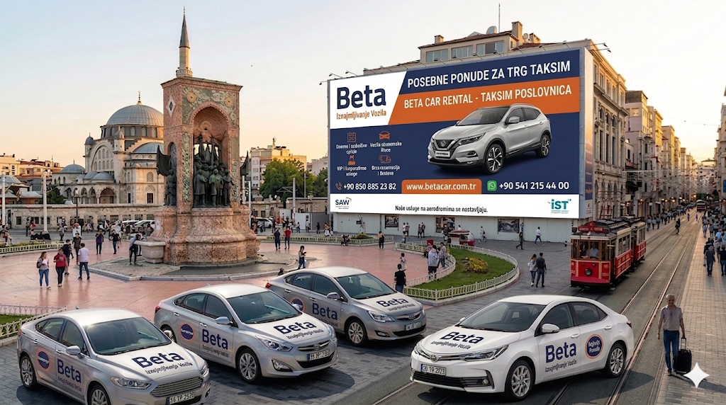 RENT A CAR TAKSIM UZ CASH DEPOSIT I GOTOVINSKO PLACANJE BESPLATNA DOSTAVA U HOTEL BETA CAR RENTAL